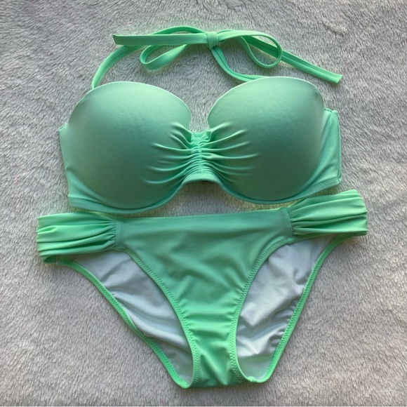 Victoria's Secret Other - Victoria’s Secret Beach Sexy Bikini Flirt Bandeau Top Ruched Hipster Mint Green